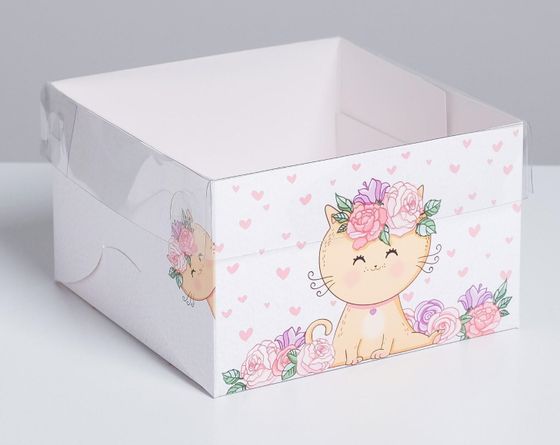 !09 Коробка (набор 5 штук) для капкейков, кондитерская упаковка, 4 ячейки «Милашка», 16 х 16 х 10 см.