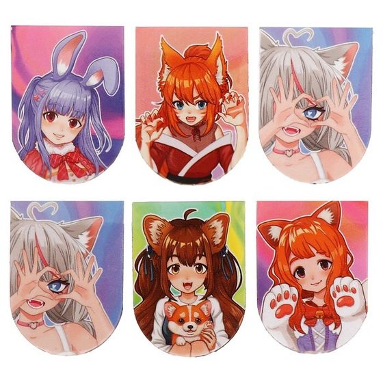 Магнитные закладки 6 штук Neko girl&#39;s