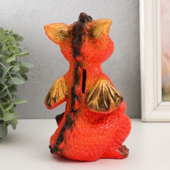 !09 Копилка "Дракончик" 18х10х10 см, цвет оранжевый