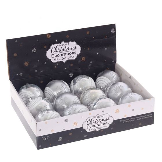 Набор из 12шт Украшение новогоднее &quot;Шар&quot;, D 8 см, L35 W27 H8,5 см
