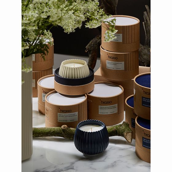 Свеча ароматическая Lemon, Mandarin &amp; Neroli из коллекции Edge, синий, 30 ч