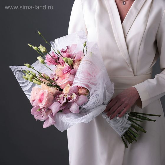 !09 Фетр для упаковки и поделок, "Розы", 50 см.x 1,5 м.,ламинированный, фактурный, однотонный, двусторонний,