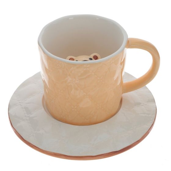 Кружка с блюдцем, 250 мл, L14 W14 H9 см, дизайн микс