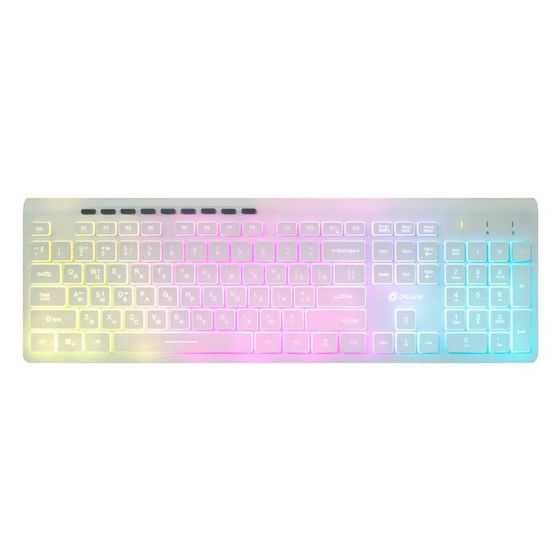 Клавиатура Оклик 490ML белый USB slim Multimedia LED