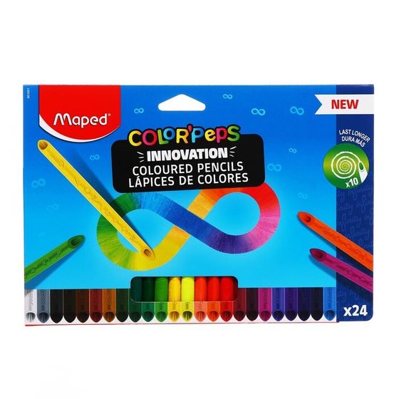 Карандаши 24 цвета Maped COLOR&#39;PEPS INFINITY, корпус треугольный, ударопрочный грифель, в каронной коробке