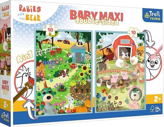 Trefl Dwustronne Puzzle 2x10 elementy Baby Maxi Poznaj Bobaski 4w1