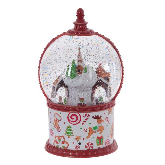 Фигурка декор в шаре &quot;Пряничный дом&quot; (свет, вьюга, муз, движ, AA х3 н/п +USB), D16 cм, L15 W15 H27 с