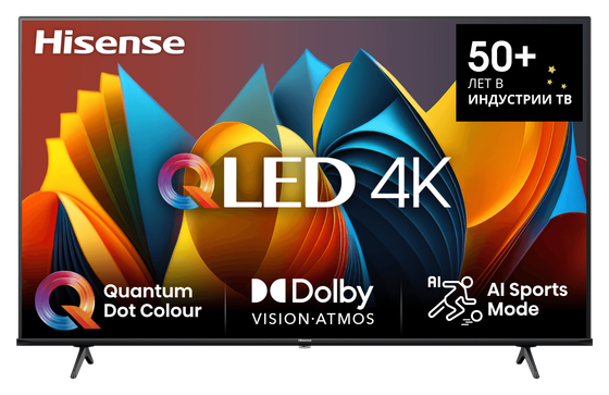 Телевизор QLED 43&quot; Hisense 43E7NQ (RU) черный 4K SmartTV VIDAA безрамочный