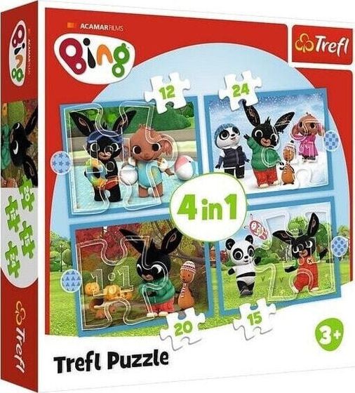 Trefl PUZZLE 4w1 12/15/20/24 Wesoły Bing 34631