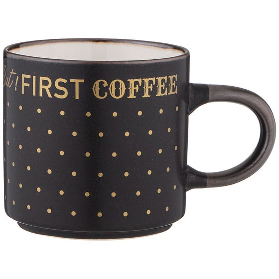 КРУЖКА &quot;BUT FIRST COFEE&quot; 390 МЛ ЧЕРНАЯ