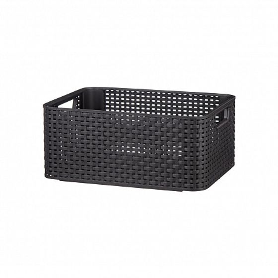 Корзина RATTAN STYLE BOX M крышка тёмно-коричневая