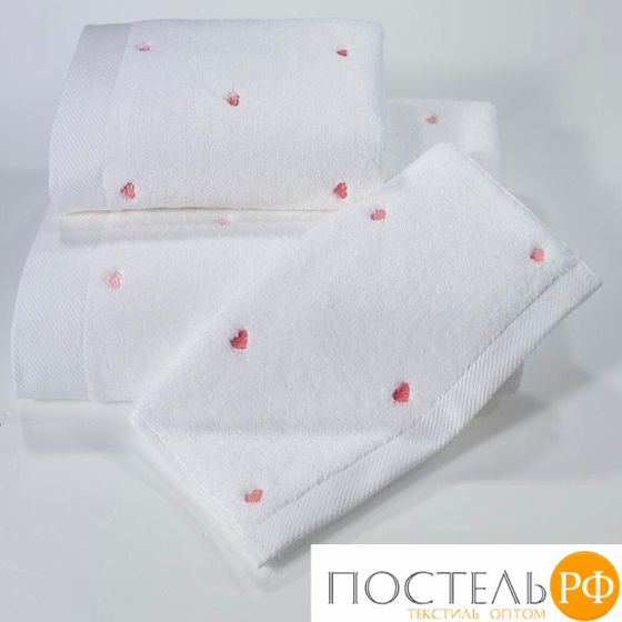 1018G11187100 Полотенце Soft cotton LOVE белый-розовый 75X150