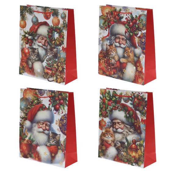 Пакет подарочный (бумага 210г/м2, блок 12шт), L30 W12 H41 см, 4в.