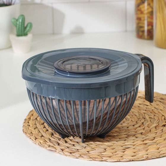 Ёмкость для миксера с крышкой FOLYlife, 3 л, 26.5×22×14 см, пластик, серый