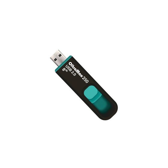 Флешка OltraMax 250, 8 Гб, USB2.0, чт до 15 Мб/с, зап до 8 Мб/с, бирюзовая