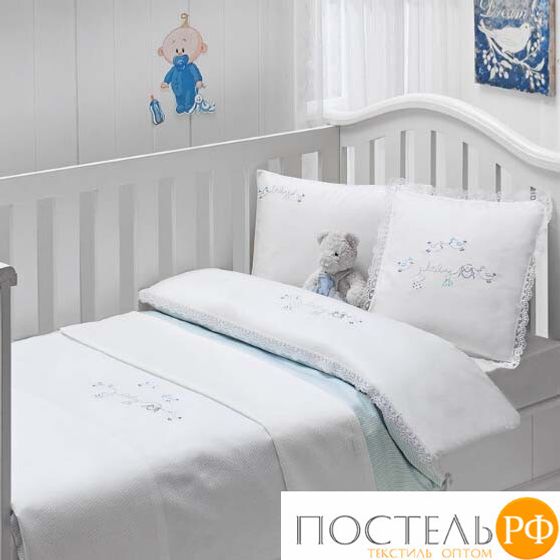 T1212T10524102 Комплект детского постельного белья Tivolyo home COUPLE BEBE голубой без покрывала