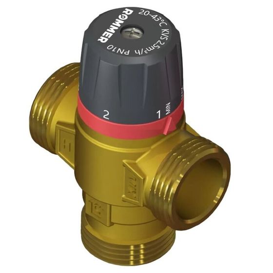 Клапан термостатический ROMMER RVM-0231-254325, смесительный, 1&quot;,НР,20-43°С, KV 2.5