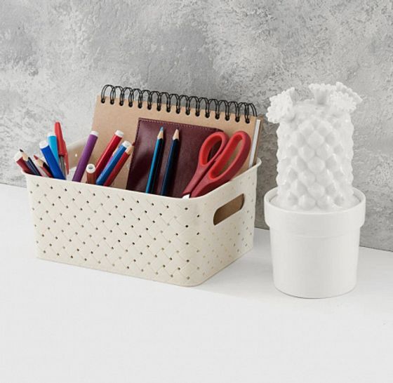 Корзинка БЕРЕСТА слоновая кость 3л 235х173х105мм с крышкой