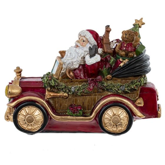 Фигурка декоративная &quot;Дед Мороз на машине&quot; с подсвет (2xAA н/п), L25 W12 H16 см
