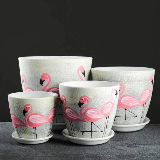 !09 Набор горшков &quot;Фламинго&quot; 4 предмета 1 / 2 / 3,8 / 5,4 л