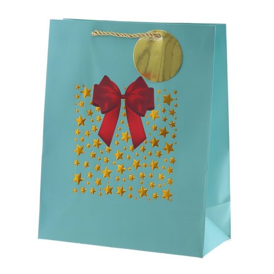 Пакет подарочный (бумага 210г/м2, блок 12шт), L26 W12 H32 см, 4в.