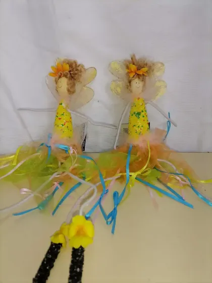 !09 Елочная игрушка &quot;Фея лесная&quot; 40 см. желто-зеленая