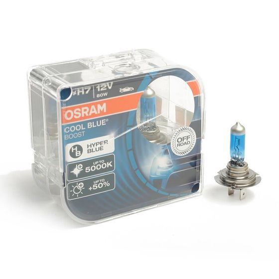 Лампа автомобильная Osram Cool Blue Boost 5000К, H7, 12 В, 80 Вт набор 2 шт