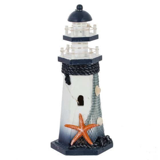 Фигурка декоративная &quot;Маяк&quot; (подсветка 3xLR44) , L11,5 W10 H26,5 см. 4в.