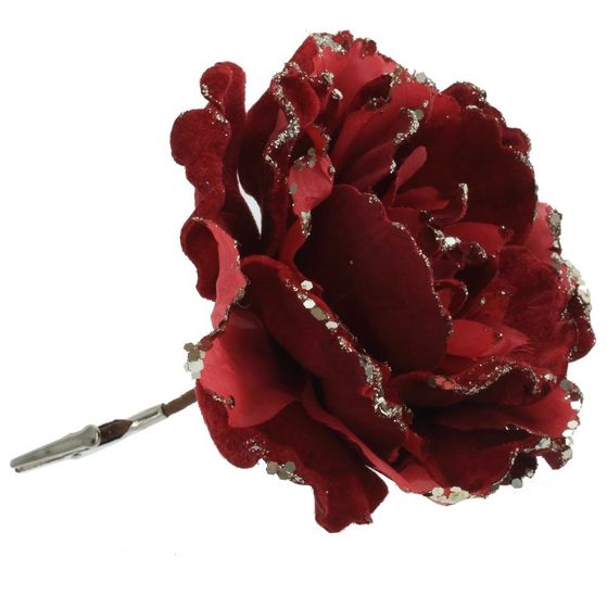 Цветок искусственный &quot;Роза&quot; (на клипсе), L15 W15 H13 см