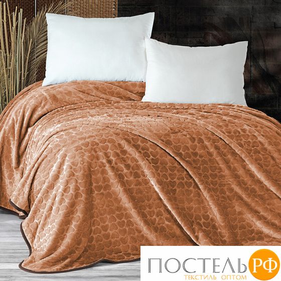 Плед EVLEN Super Soft &quot;СЕРДЦЕ&quot; 180*240 в коробке п/э Р 945 коричневый