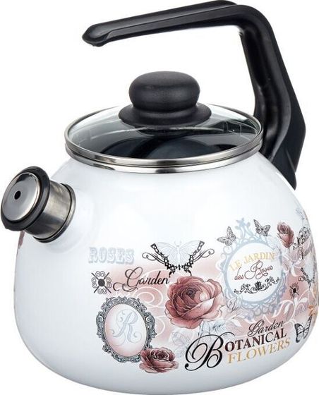Чайник Appetite 4с209я Roses 3л со свистком белый