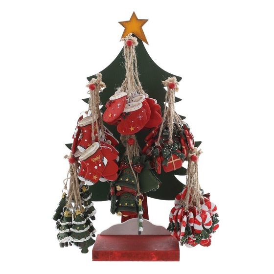 Набор из 96 шт Украшение новогоднее ассорти на подставке &quot;Ёлка, L23,5 W9 H40 см