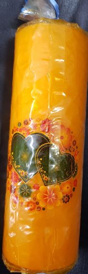 !09 НАБОР 3 ШТУКИ - Свеча декоративная &quot; Сердечки влюбленных&quot; 5x5x15 см. цвет оранжевый