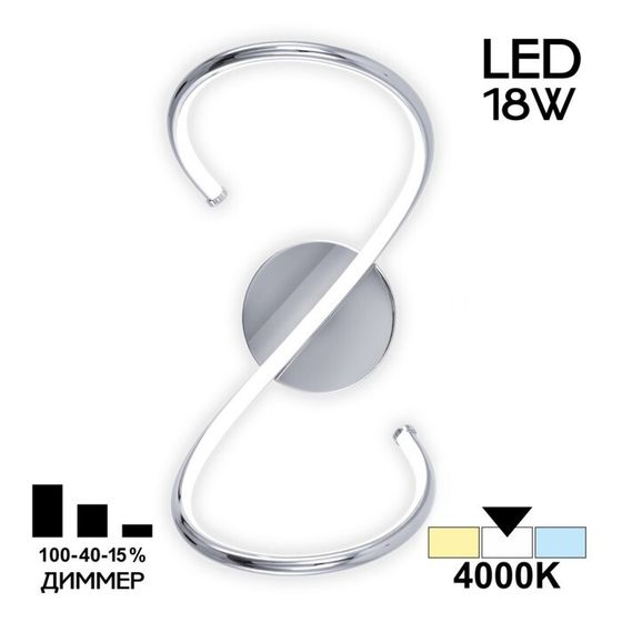 Бра Citilux «Джемини» CL229321, 17х31 см, 1х18Вт, LED, цвет серый