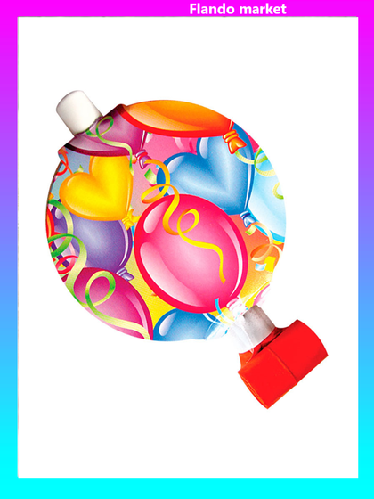 !Язычок-гудок 6 штук с карточкой Праздничное настроение