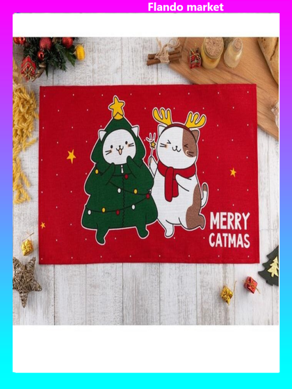 !09 Комплект из 3-х полотенец: Полотенце "Merry catmas" 35х60 см,100% хлопок 160 г/м2