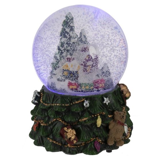 Фигурка декор в стекл шаре &quot;Домики&quot; (подсв, муз, вьюга, AAAх3 н/п), D 9.5 см, L11,5 W11,5 H15,5 см