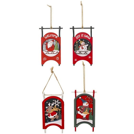 Изделие декоративное подвесное &quot;Сани&quot;, L6,5 W2,5 H14 см, 4в.