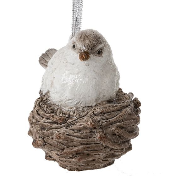 Украшение новогоднее "Птичка в гнезде", L7 W9 H9 см