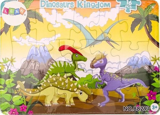 LeanToys Puzzle Dla Dzieci Dinozaury Plansza Kolorowe 16 El