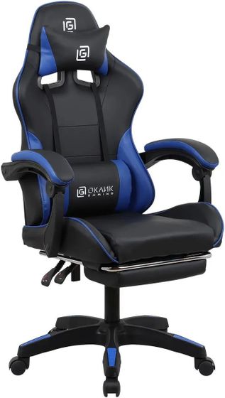 Кресло игровое Oklick Camper искусственная кожа черный/синий