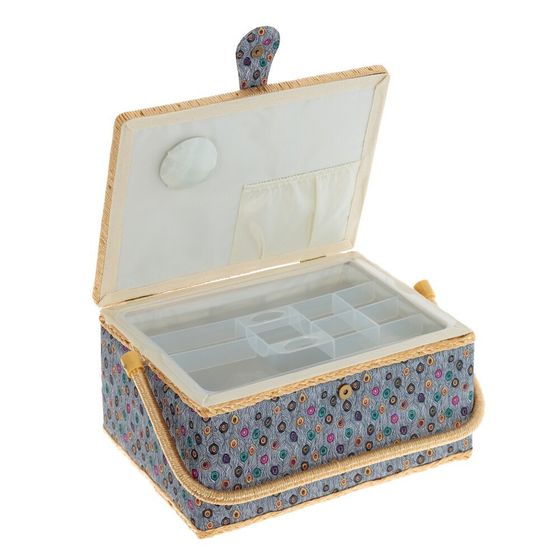 Шкатулка для рукоделия (с подносом и набором для шитья), Д34 Ш23 В16 см