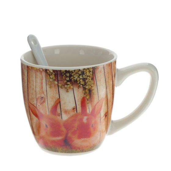 Кружка с ложкой, 150 мл, L10 W7 H7,5 см, 4в