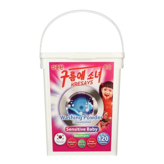 Стиральный порошок Kresays Sensitive &amp; Baby гипоаллергенный для детского белья, 2,5 кг