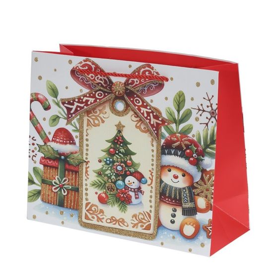 Пакет подарочный (бумага 210г/м2, блок 12шт), L18 W10 H23 см, 4в.