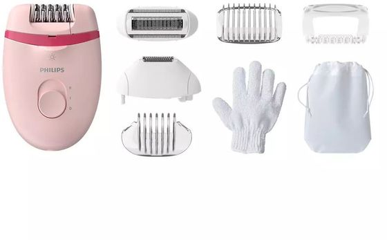 Эпилятор Philips BRE285/00 скор.2 насадок 5шт от сети розовый/розовый
