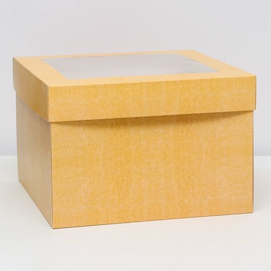 Коробка подарочная складная, упаковка, крышка-дно, с окном, крафт, 30×30×20 см