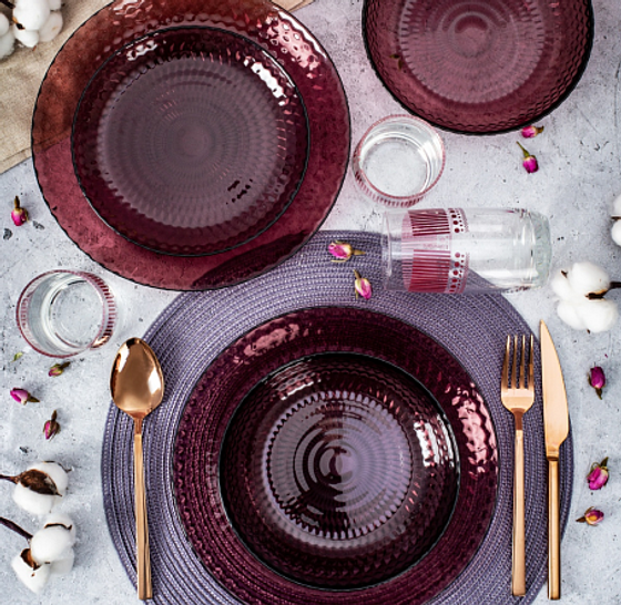 Набор столовый ИДИЛЛИЯ ЛИЛАК 16пр со стаканами ЛИНИИ ЛИЛАК 330мл