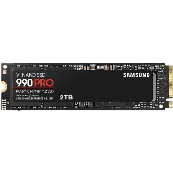 Накопитель SSD 2Tb Samsung PCI-E x4 M.2 2280 990 PRO NVMe 3D TLC Скорость записи 6900 Мб/сек. Скорость чтения 7450 Мб/сек. 2.3mm TBW 1200 Тб Время нар