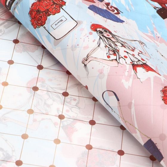 !Бумага упаковочная 2 листа глянцевая двусторонняя &quot;Красотка&quot;, 70 х 100 см